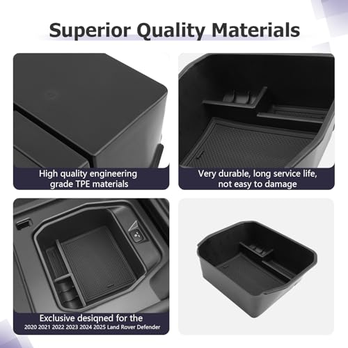 LUWU 2025 Defender Center Console Organizer Compatible with 2020 2021 2022 2023 2024 2025 Land Rover Defender Accessories Armrest Console Organizer Armrest Organizer Insert Tray (for w/o Refrigerator) - Image 5