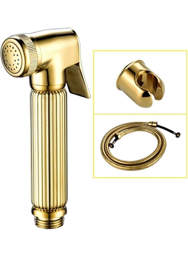 The Bros مجموعة دش مرحاض بيديت من برونز بروز، رأس دش يدوي، مجموعة صنبور صمام نحاسي، ذهبى - Image 1