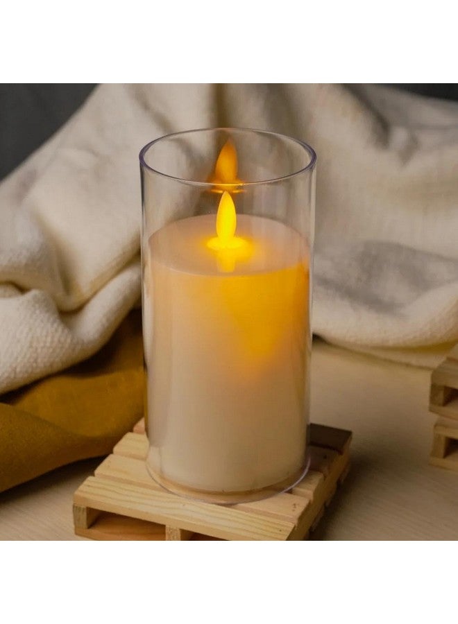 CHRONOS شمعة عمود LED بلهب متحرك من أكريليك كرونوس، بدون لهب، بدون دخان، وميض واقعي، ضوء أبيض دافئ لتزيين المنزل، ديوالي، وعيد الميلاد (5 بوصة) - Image 1