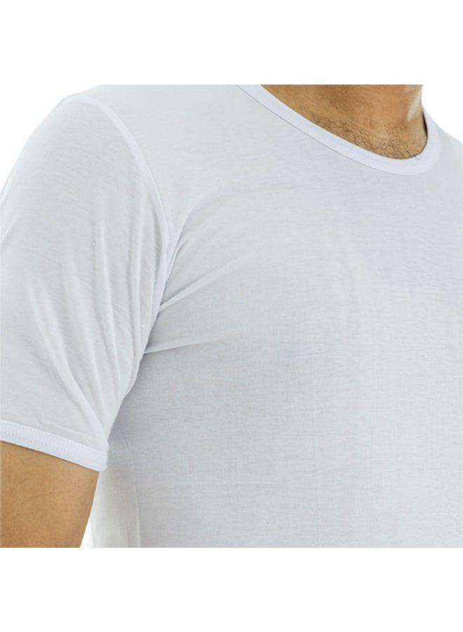 Lebbson Round T-shirt, 100% Cotton, Half Sleeve, Egyptian Made, White - 6PC - Image 2