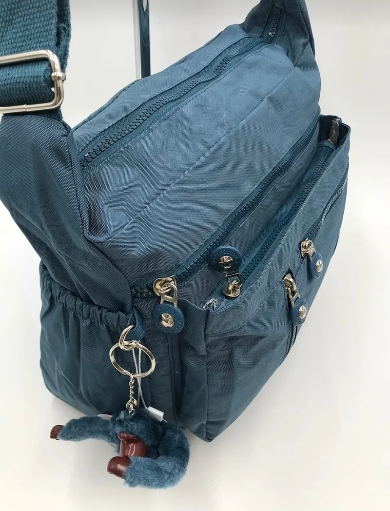 Duomino Fcstore Clinkir Waterproof Turquoise Blue Crinkle Shoulder Bag / Messenger / Crossbody / Multi Pocket