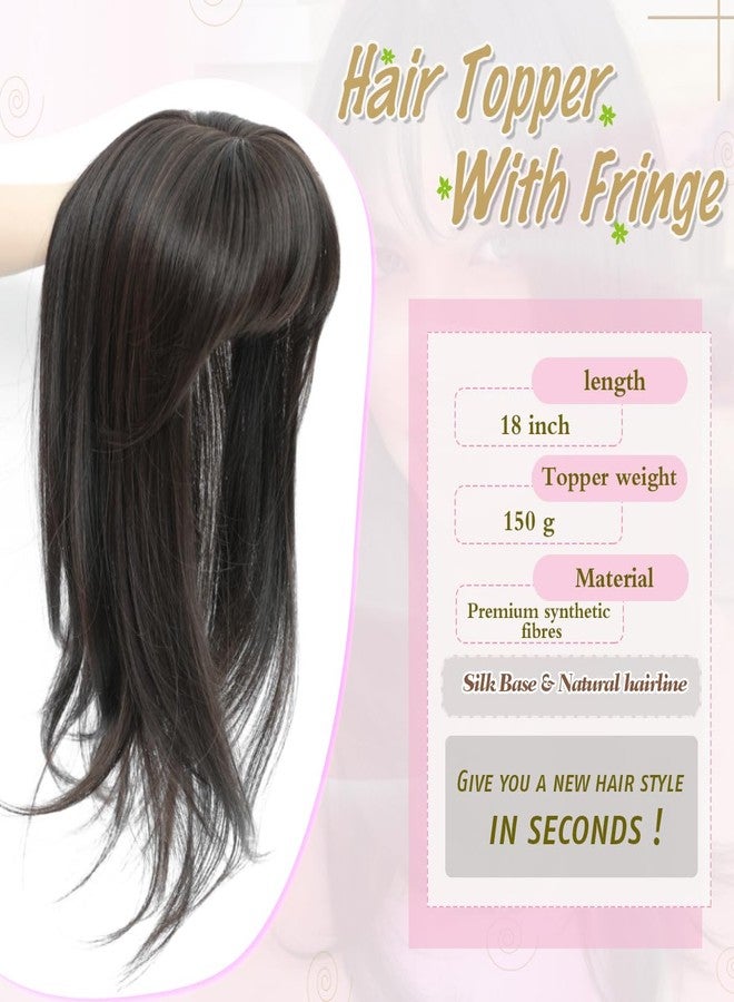 gulagula Hair Topper 18 inch Hair Topper with Bangs 4"×5" Base Hairpieces for Women with Thinning hair - Image 3