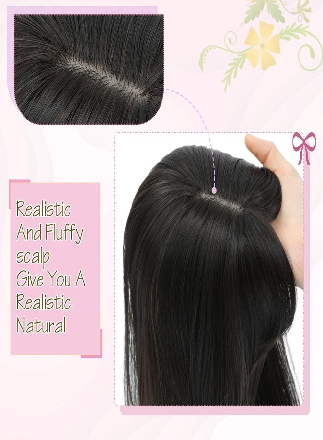 gulagula Hair Topper 18 inch Hair Topper with Bangs 4"×5" Base Hairpieces for Women with Thinning hair - Image 4