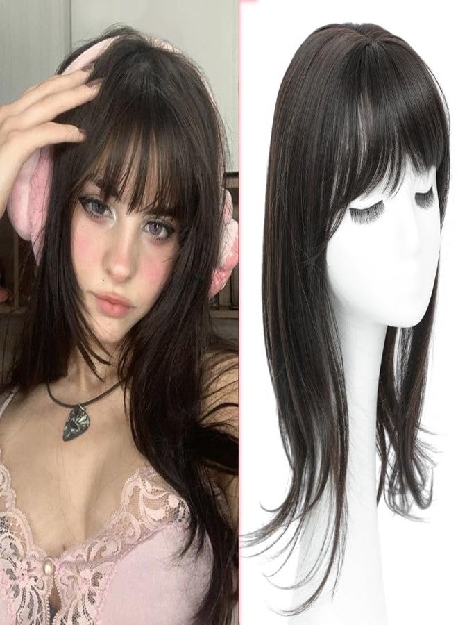 gulagula Hair Topper 18 inch Hair Topper with Bangs 4"×5" Base Hairpieces for Women with Thinning hair - Image 1