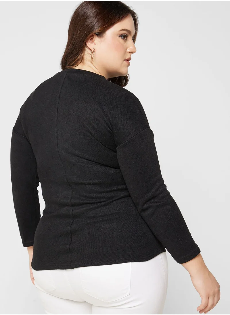 Ginger Plus Pearl Detail Slit Hem Sweatshirt