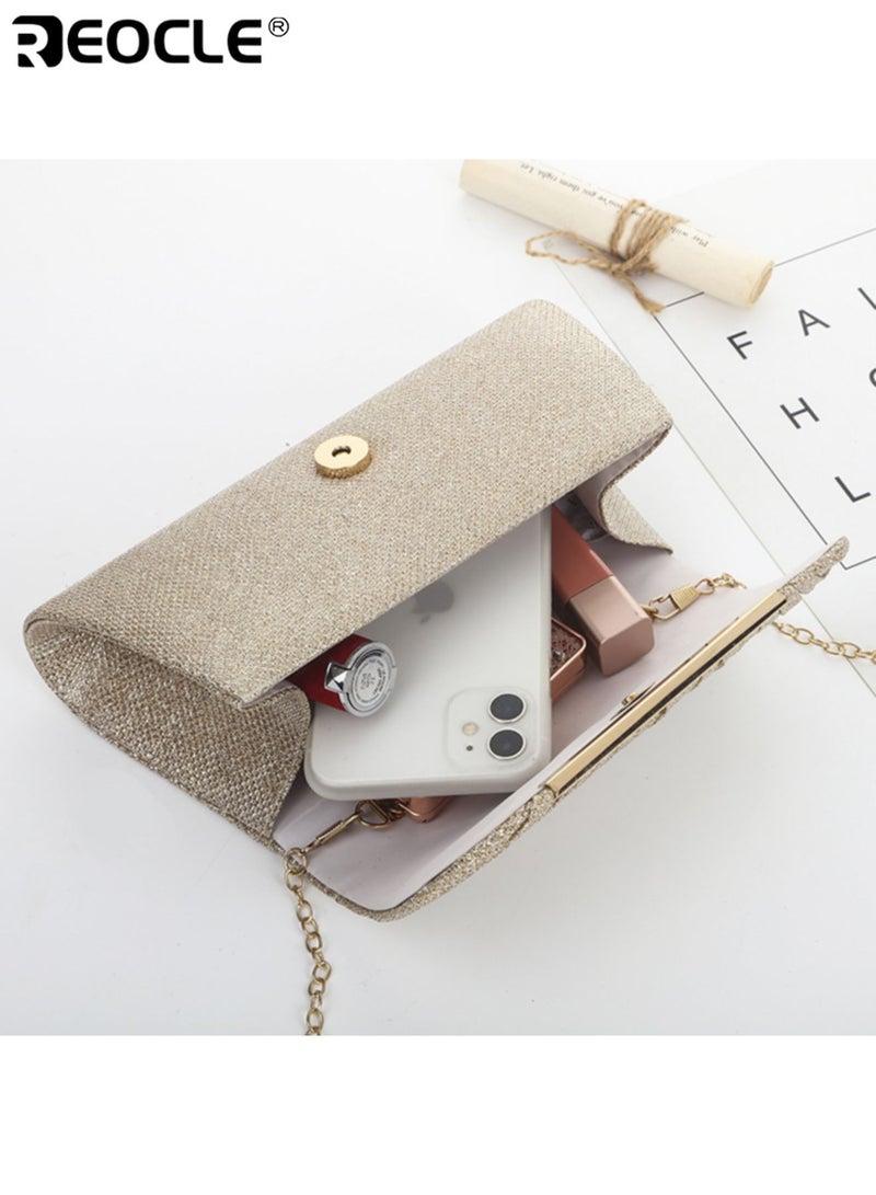 REOCLE Women's Elegant Evening Clutch with  Embellishment and Pleated Design Ladies Chain Wallet with Fashionable Detail for Dance Party Events - Image 3
