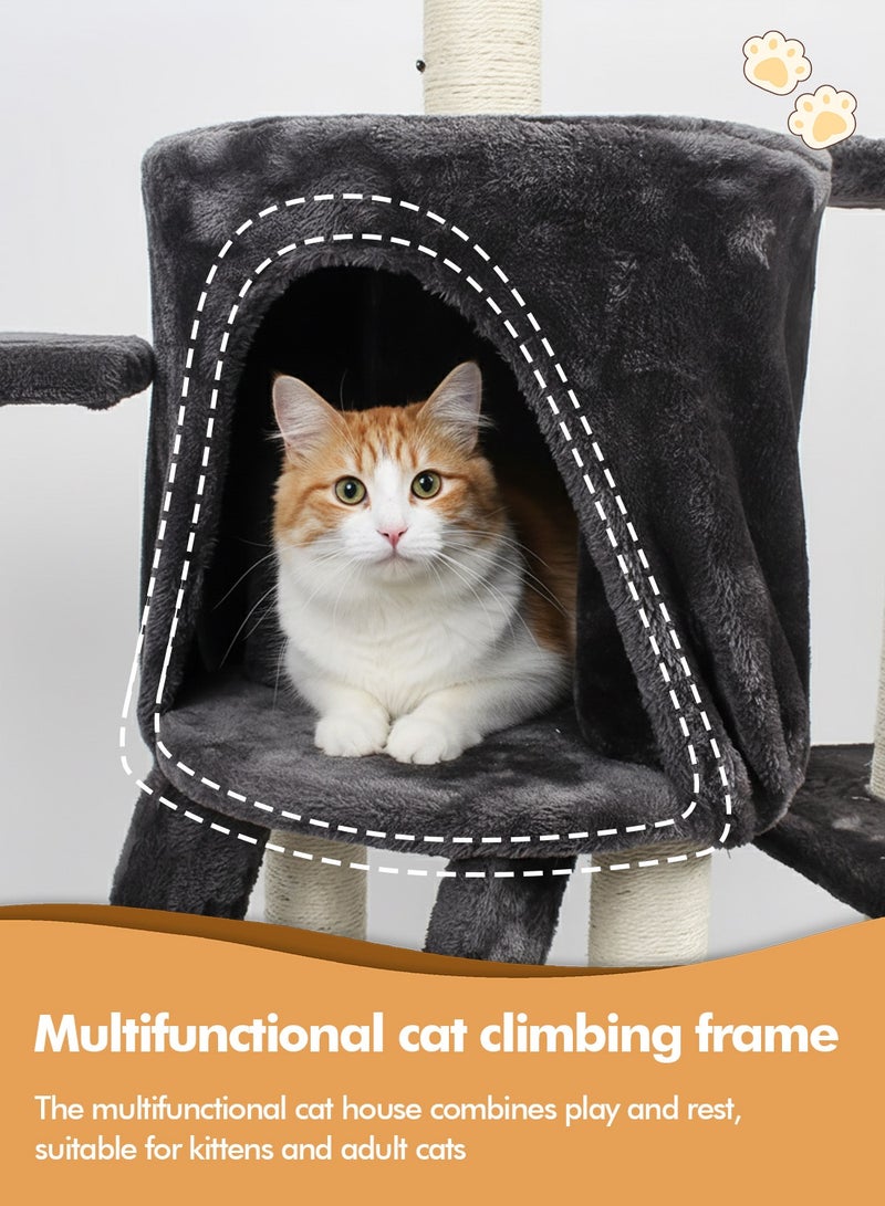 كيدل متعددة الطبقات شجرة القطة منزل القطة الخدش بعد لعبة الحيوانات الأليفة مع لعبة القط لعبة - Image 2