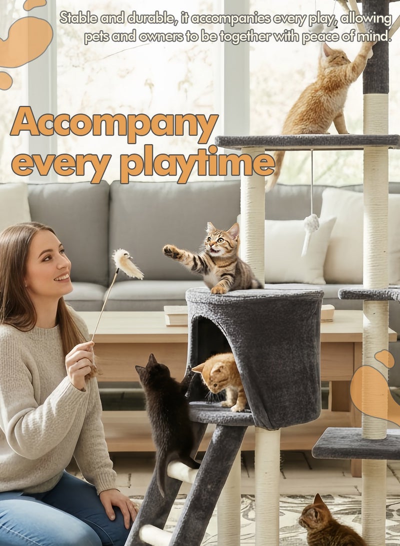 كيدل متعددة الطبقات شجرة القطة منزل القطة الخدش بعد لعبة الحيوانات الأليفة مع لعبة القط لعبة - Image 3