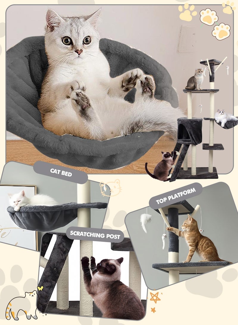 كيدل متعددة الطبقات شجرة القطة منزل القطة الخدش بعد لعبة الحيوانات الأليفة مع لعبة القط لعبة - Image 4