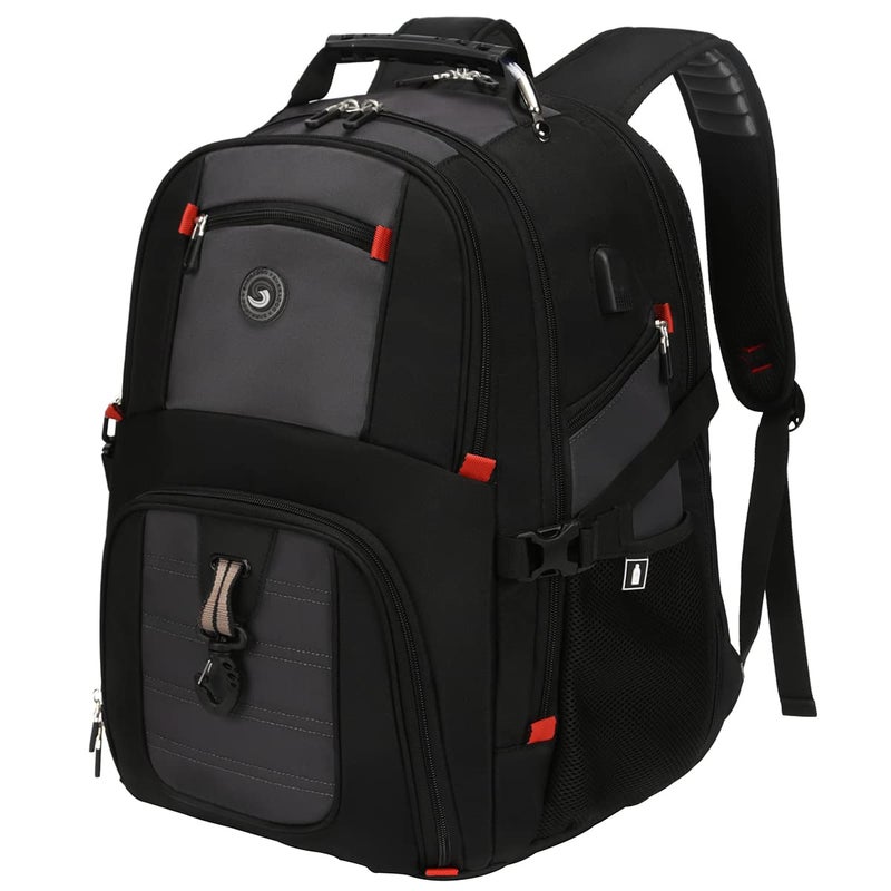 SHRRADOO SHRRADOO Extra Large 50L Travel Laptop Backpack with USB Charging Port, College High School Backpack Airline Approved Business Work Bag Fits 17 Inch Computer for Men Women  - Image 1