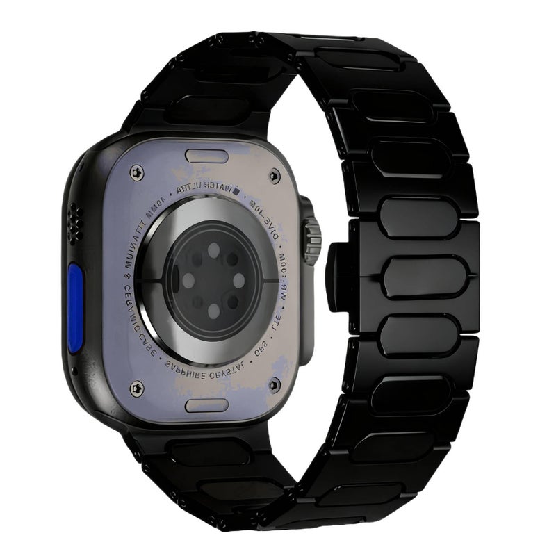 سوار ساعة ذكية سوار معدني من الستانلس ستيل متوافق مع Apple Watch 42/44/45/49mm بملاءمة قابلة للتعديل وحزام بديل بتصميم معدني أنيق باللون فضي قابل للتعديل - Image 2