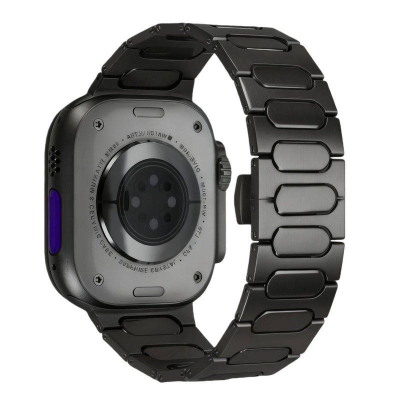 سوار ساعة ذكية سوار معدني من الستانلس ستيل متوافق مع Apple Watch 42/44/45/49mm بملاءمة قابلة للتعديل وحزام بديل بتصميم معدني أنيق باللون فضي قابل للتعديل - Image 4