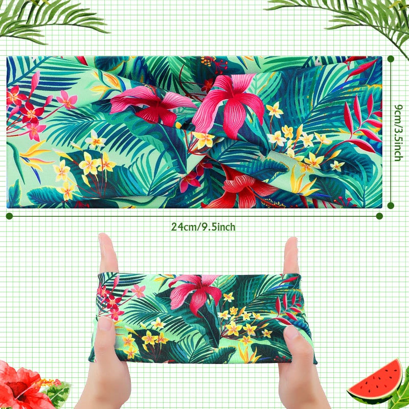 Jutom 10 Pcs Women's Headbands Beach Boho Headbands Summer Hawaii Knotted Hair Band Elastic Tropical Turban Floral Vintage Head Wrap Bohemian Twisted Criss Yoga Accessories for Women - Image 3