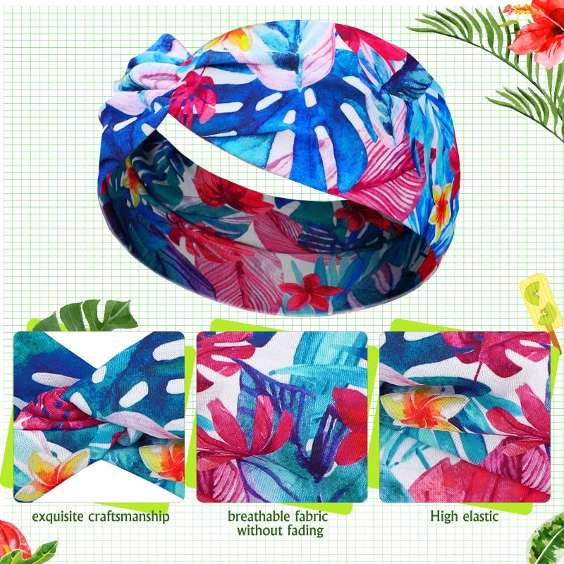 Jutom 10 Pcs Women's Headbands Beach Boho Headbands Summer Hawaii Knotted Hair Band Elastic Tropical Turban Floral Vintage Head Wrap Bohemian Twisted Criss Yoga Accessories for Women - Image 5
