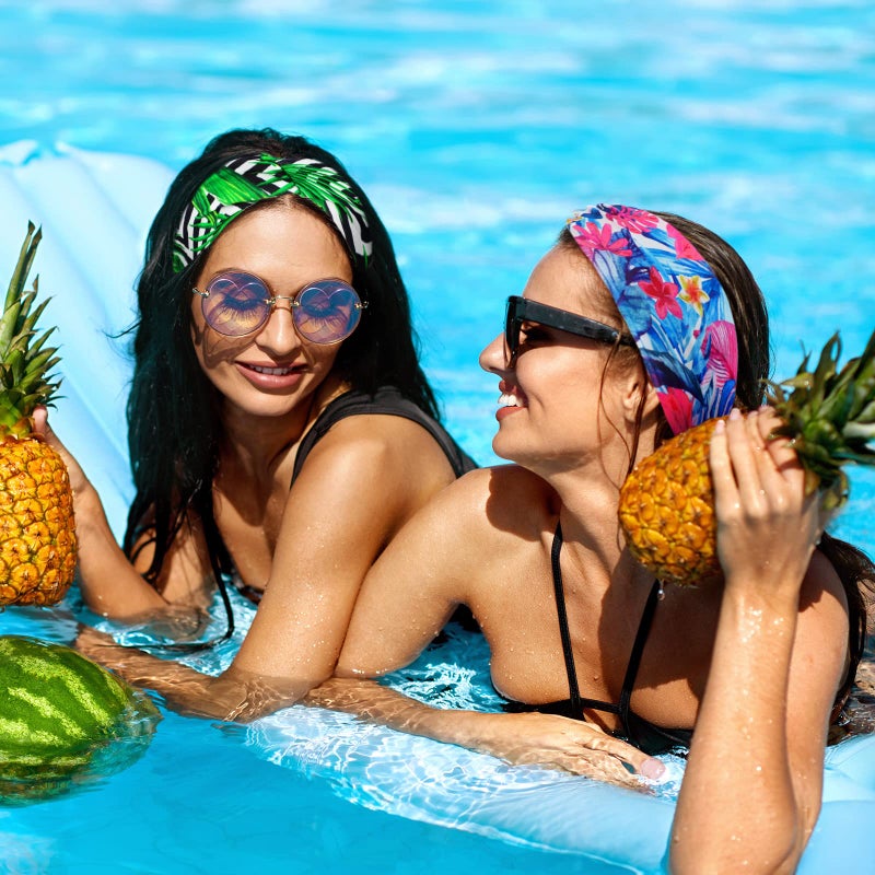 Jutom 10 Pcs Women's Headbands Beach Boho Headbands Summer Hawaii Knotted Hair Band Elastic Tropical Turban Floral Vintage Head Wrap Bohemian Twisted Criss Yoga Accessories for Women - Image 2