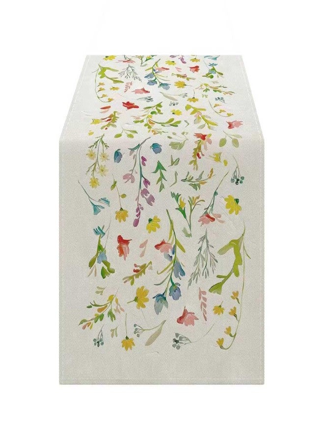 OYIMUA Colorful Wildflowers Spring Table Runner Seasonal Bloom Flowers Summer Butterfly Kitchen Dining Table Decoration for Home Party Decor 13x72 Inch - Image 1