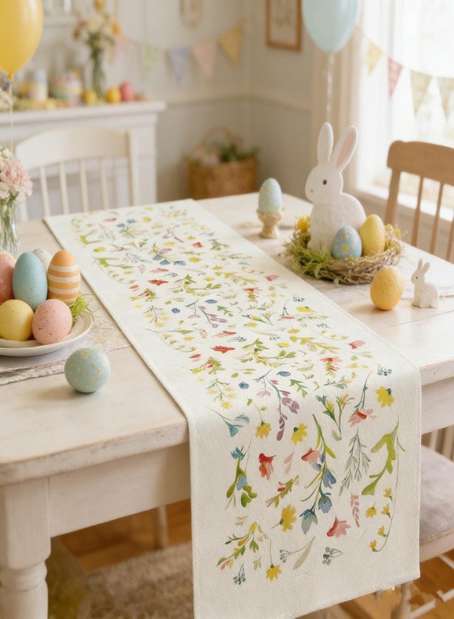 OYIMUA Colorful Wildflowers Spring Table Runner Seasonal Bloom Flowers Summer Butterfly Kitchen Dining Table Decoration for Home Party Decor 13x72 Inch - Image 4