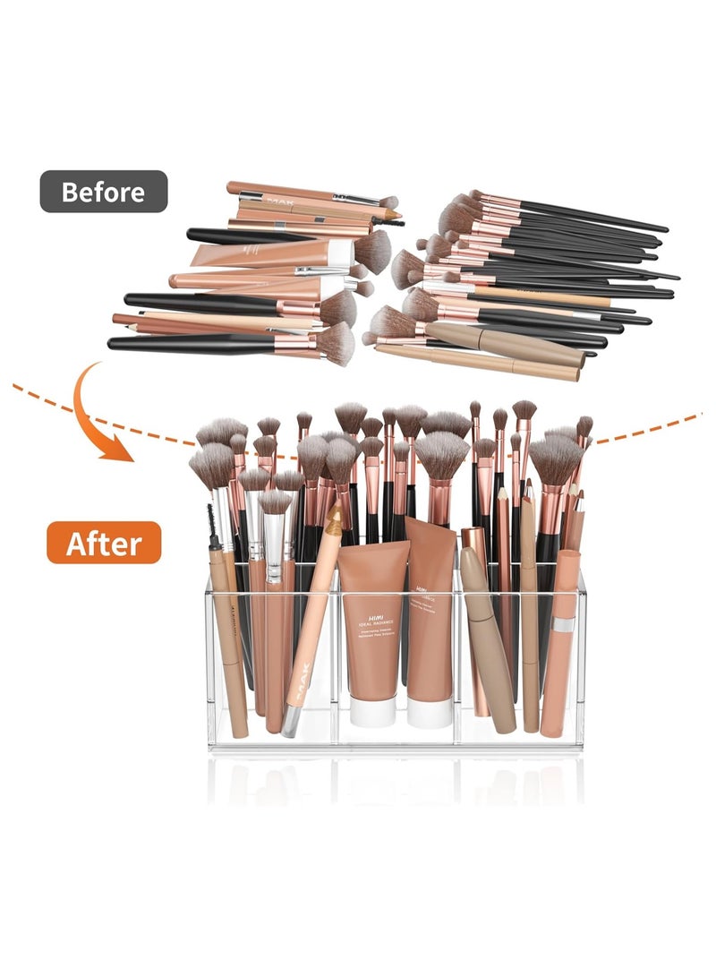 TPGP Clear Makeup Brush Holder Organizer Acrylic 6-Slots Cosmetic Brushes Storage Organizer for Vanity Countertop - Image 3