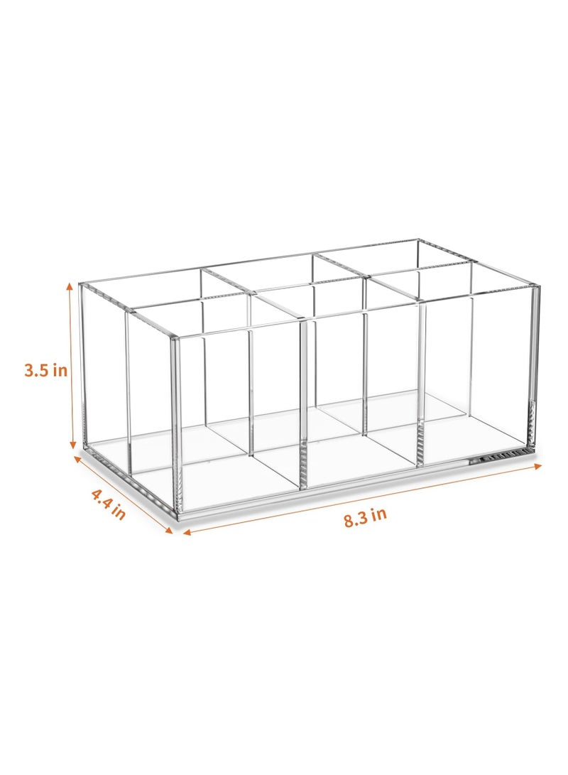 TPGP Clear Makeup Brush Holder Organizer Acrylic 6-Slots Cosmetic Brushes Storage Organizer for Vanity Countertop - Image 2
