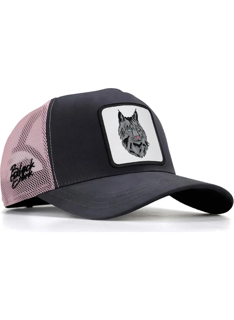 Black Börk Blackbörk V1 Trucker Cat - Unisex Anthracite-Pink Hat (Cap) with 1 Code Logo