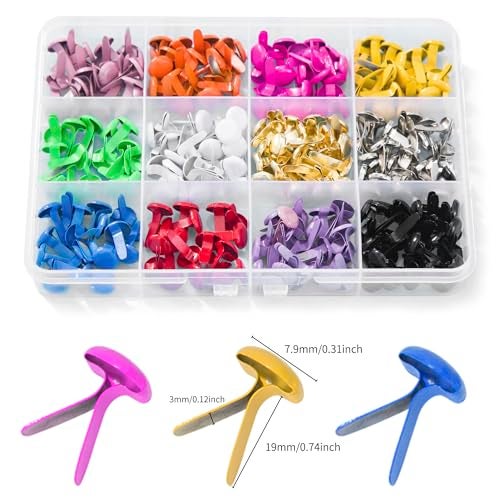 Monigte 180pcs Brads for Paper Crafts，12 Colors Brads Paper Fasteners Metal Paper Fasteners Mini Brads for DIY Crafts Projects Scrapbooking Split Pins - Image 2