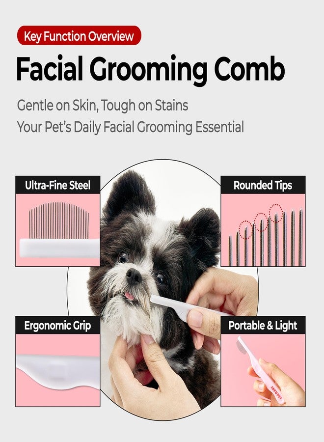 JAYU PET مشط جايو للعناية بالوجه - أمشاط عيون للكلاب، مزيل بقع الدموع للكلاب والقطط بدون إجهاد، فرشاة وجه للحيوانات الأليفة، مجموعة العناية بالقطط، مشط إزالة الشعر من الفولاذ المقاوم للصدأ (قطعة واحدة) - Image 2