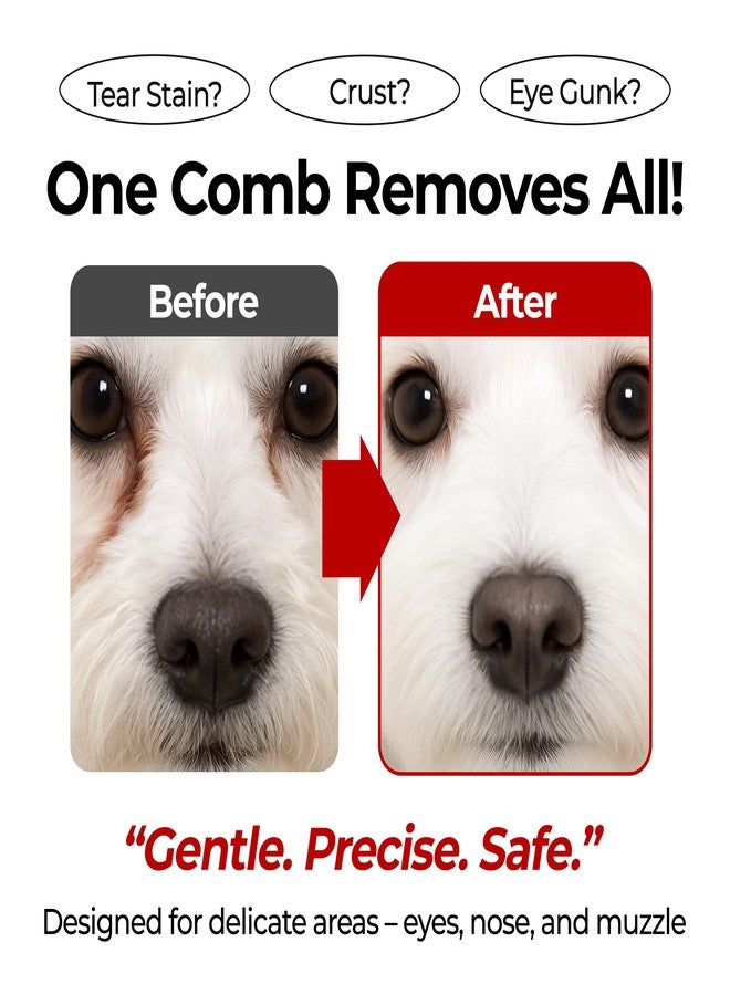 JAYU PET مشط جايو للعناية بالوجه - أمشاط عيون للكلاب، مزيل بقع الدموع للكلاب والقطط بدون إجهاد، فرشاة وجه للحيوانات الأليفة، مجموعة العناية بالقطط، مشط إزالة الشعر من الفولاذ المقاوم للصدأ (قطعة واحدة) - Image 3