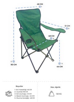 Primanova Camping floding chair with armrests & cup holder made of metal pipes & fabric carrying capacity up to 120 kg 45 * 45 * 87 cm. green  - Image 3