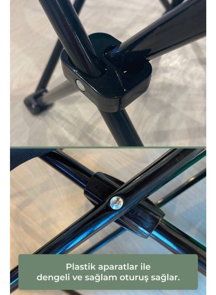 بريمانوفا كرسي تخييم قابل للطي مع مساند للذراعين وحامل أكواب مصنوع من أنابيب معدنية وقماش يتحمل حتى 120 كجم 45 * 45 * 87 سم. أخضر - Image 5