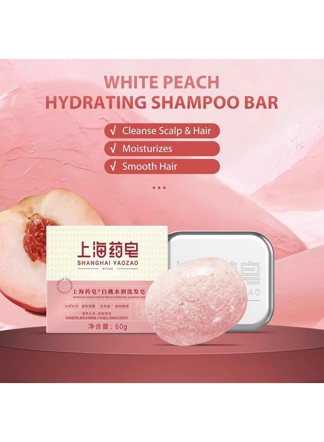 Bee & Flower Shampoo Bar White Peach Hydrating Shampoo Bar Nourishing & Smoothing Hair Shampoo All Natural Travel Shampoo Bars for All Hair Types - 2.1 oz (Comes with Mesh Bag and Tin Box) - Image 3