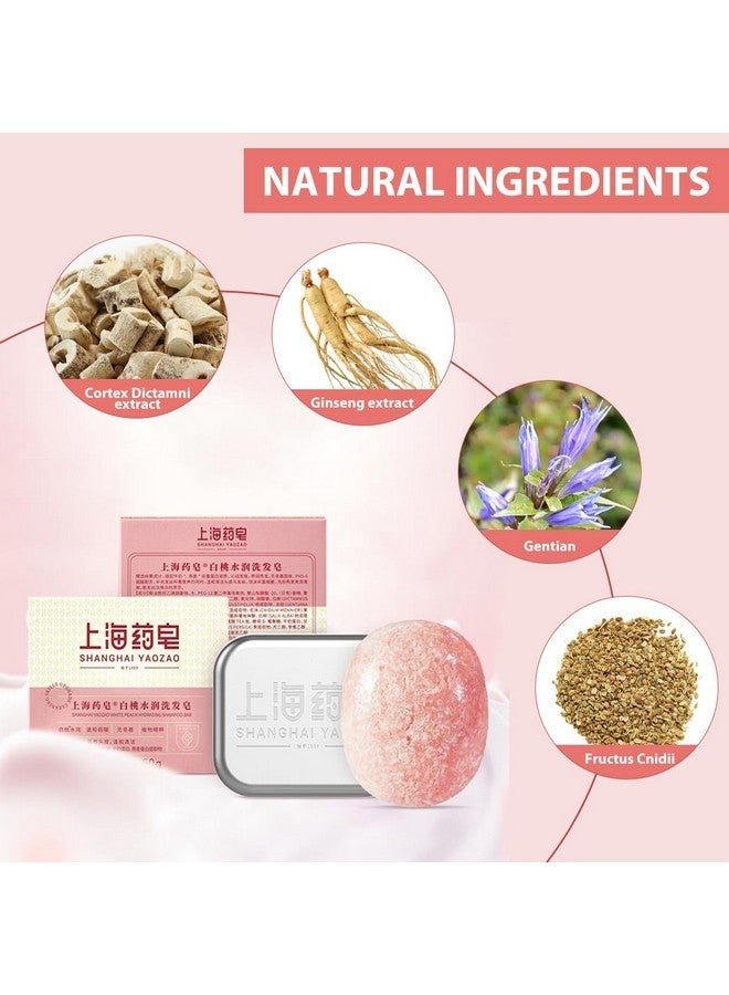 Bee & Flower Shampoo Bar White Peach Hydrating Shampoo Bar Nourishing & Smoothing Hair Shampoo All Natural Travel Shampoo Bars for All Hair Types - 2.1 oz (Comes with Mesh Bag and Tin Box) - Image 4