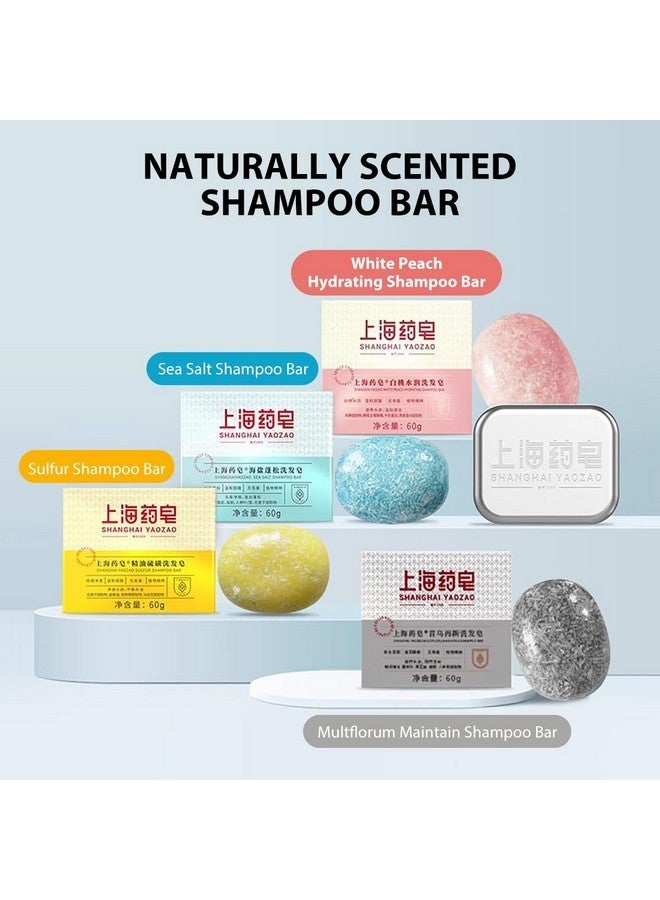 Bee & Flower Shampoo Bar White Peach Hydrating Shampoo Bar Nourishing & Smoothing Hair Shampoo All Natural Travel Shampoo Bars for All Hair Types - 2.1 oz (Comes with Mesh Bag and Tin Box) - Image 2