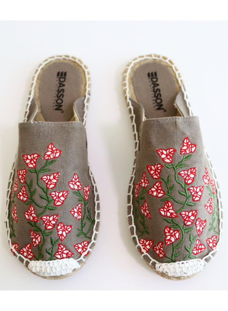 Dasson Embroidered Bougainvillea Espadrille (Brownish Grey)  - Image 1