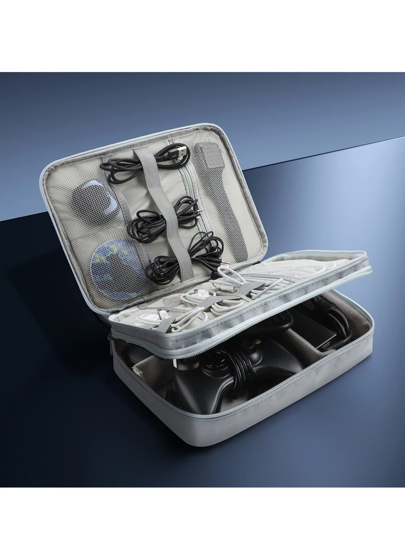 Electronic Cable Organizer Bag, Multiple Compartments for Travel Essentials, Organize Cables, Chargers, Phones, Earphones, Power Banks, Earbuds, and Hard Drives, Grey - Image 4