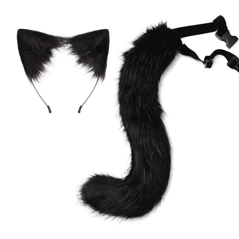 Generic New Halloween Fox Tail Headband Adjustable Plush Ears Cosplay Black  - Image 1