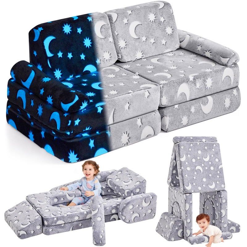 IFNOW Modular Kids Play Couch,Toddler Couch Kids Sofa,Child Sectional Sofa,Bedroom and Playroom Furniture for Toddlers,Convertible Foam and Floor Cushion for Boys and Girls,Glow in The Dark,Star - Image 1