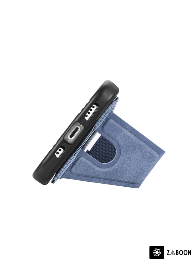 Zaboon Protective Case Cover For Samsung Galaxy S21 Ultra 5G Carbon Fiber Wallet Flip Card K-shaped Holder - Image 3