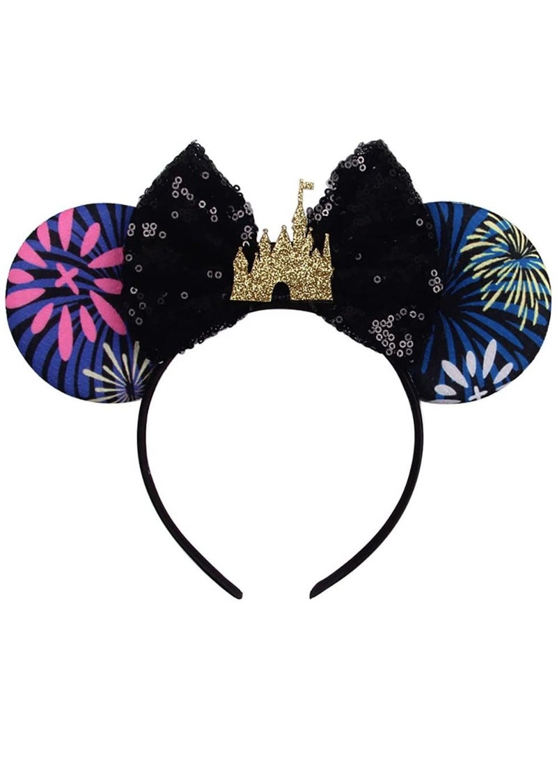 SYOSI Mouse Ears Headbands Shiny Bows, Mouse Ears Glitter Party Princess Decoration Cosplay Costume for Baby Kids Girls  Women - Image 1