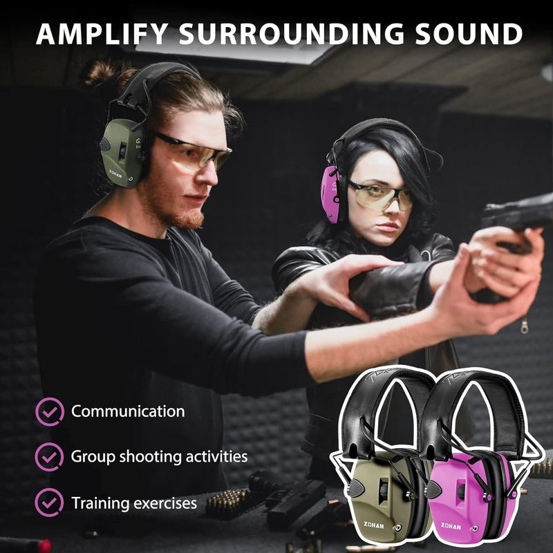 Zohan EM054 Electronic Shooting Ear Protection with 4X Sound Amplification 2 Pack,Slim Active Noise Reduction Earmuffs for Gun Range - Image 3