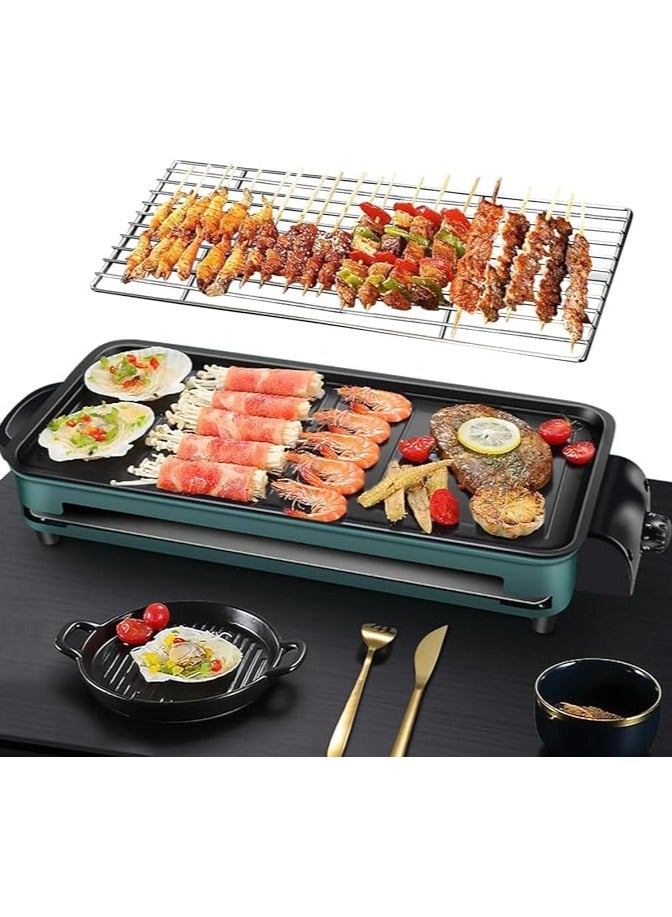 Electric Griddle with Removable Temperature, Korean Grill Smokeless with Nonstick Coating Plate Control Immersible Flat Top Grill Burger Eggs Pancake BBQ Griddle Extra Large Cooking Surface - Image 1