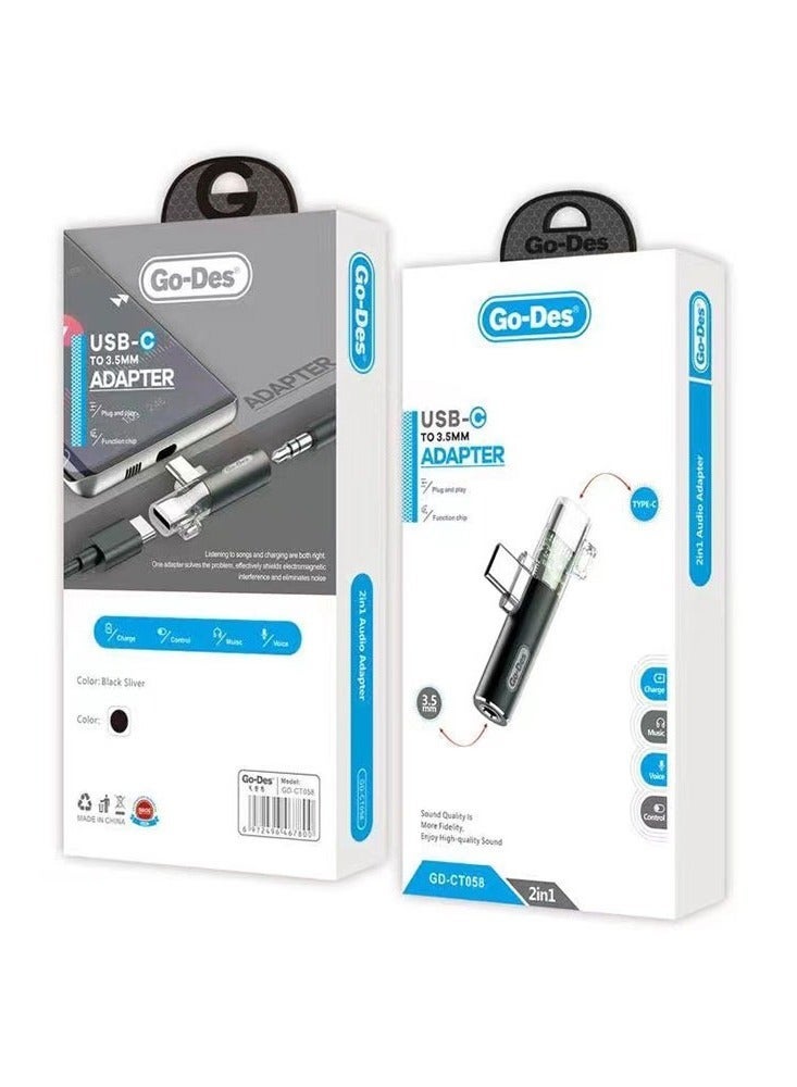 GO-DES GO DES GD-CT058 USB-C to 3.5mm Audio Adapter – High-Quality DAC Converter for Smartphones, Tablets, and Laptops | Compatible with USB-C Devices, Supports Clear Audio Output, Compact and Durable Design - Image 2