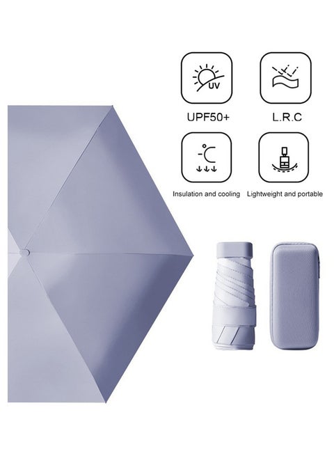 Uv Mini Umbrella Sun Protection,Windproof Sun Umbrella Protection for Women and Kids,Travel Small Folding Umbrella for Rain，Portable Lightweight Travel Umbrella with Storage Box