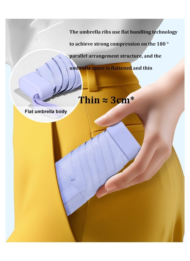 Ssovi Uv Mini Umbrella Sun Protection,Windproof Sun Umbrella Protection for Women and Kids,Travel Small Folding Umbrella for Rain，Portable Lightweight Travel Umbrella with Storage Box  - Image 2