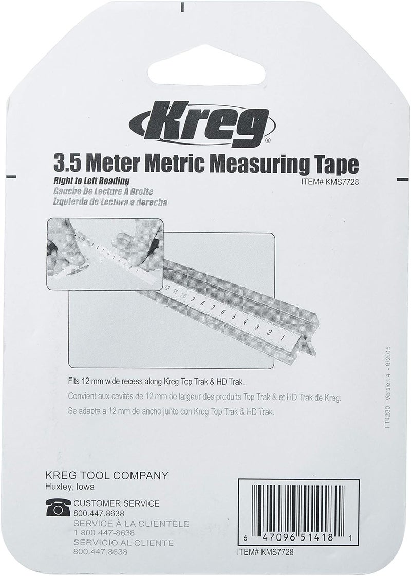 Kreg KMS7728 3.5 Meter Self Adhesive Measuring Tape with Right-to-Left Reading - Image 4