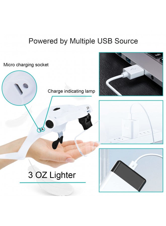 NZQXJXZ Hands Free Headband Magnifying Glass, USB Charging Head Magnifier with LED Light Jewelry Craft Watch Hobby 5 Lenses 1.0X 1.5X 2.0X 2.5X 3.5X (Upgraded Version) - Image 3