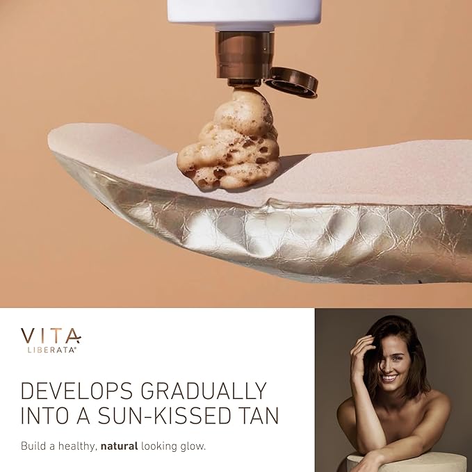 Vita Liberata لوشن تان تدريجي فابولوس من فيتا ليبراتا 100 مل مع قفاز ذات وجهين لتان ذاتي مرطب للغاية مع حمض الهيالورونيك مصمم للوجه والجسم تركيبة قابلة للبناء خالية من الخطوط النهائية الدائمة - Image 4