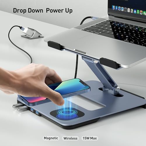 BENFEI Laptop Stand with USB C 6in1 Docking Station, 15W Magnetic Wireless Charger, USB 3.0 KVM Switch, HDMI 4K@60Hz, 4*USB3.0, 100 PD Compatible with MacBook Pro/Air, iPad Pro, XPS, Thinkpad - Image 5