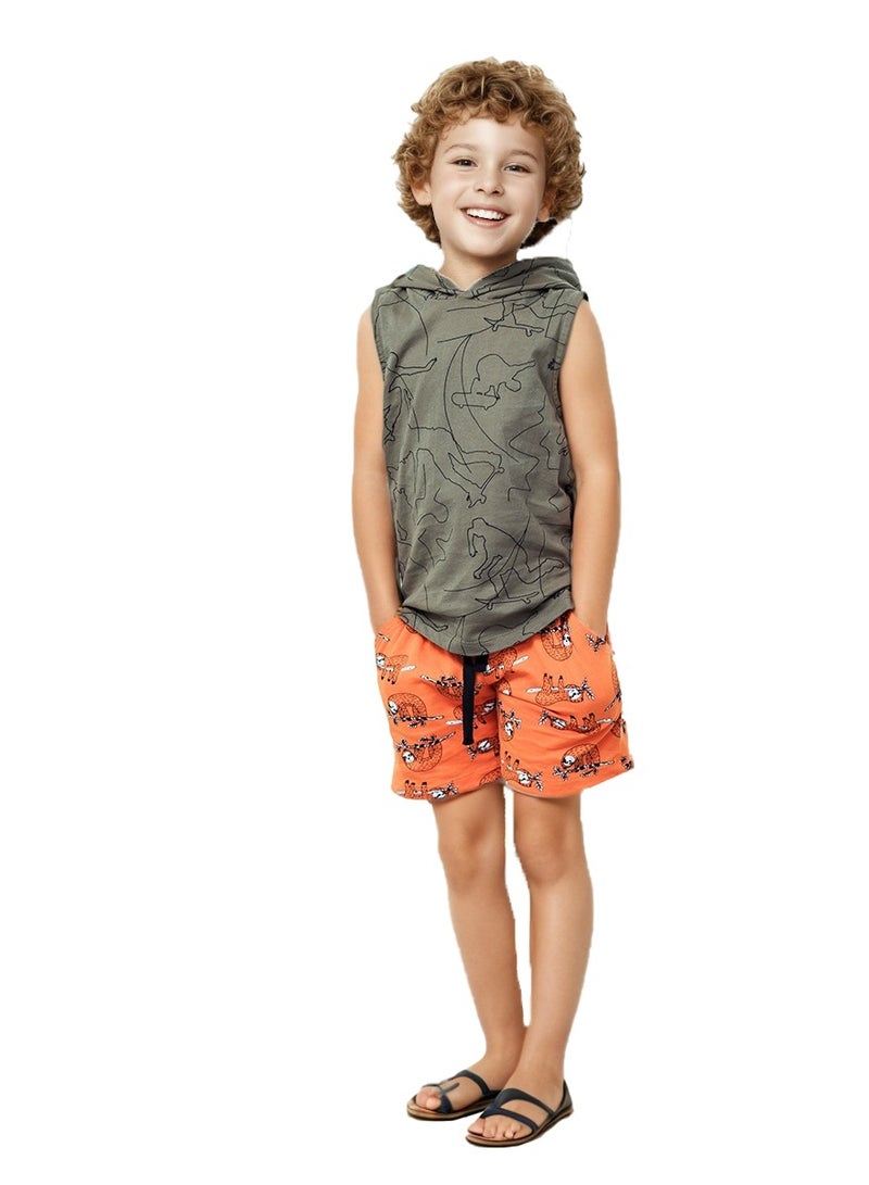 ويني بي سترة للأولاد بدون أكمام بغطاء للرأس وخزان ملابس أطفال للأولاد وقميص جرافيكي من عمر 2 إلى 6 سنوات - Image 2