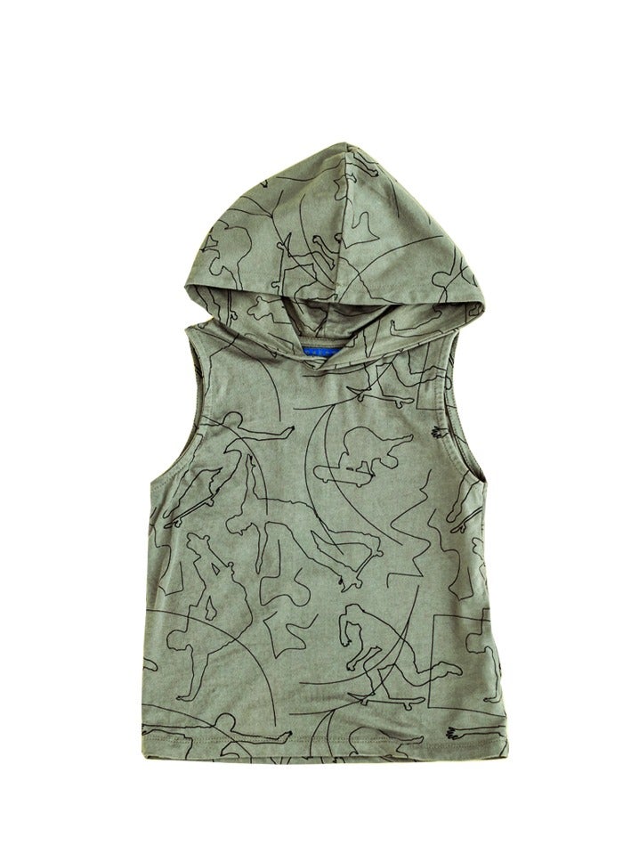 ويني بي سترة للأولاد بدون أكمام بغطاء للرأس وخزان ملابس أطفال للأولاد وقميص جرافيكي من عمر 2 إلى 6 سنوات - Image 3