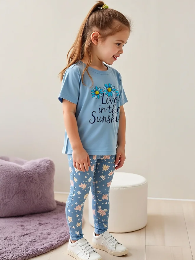 Take Two Take Two Kids 2pcs Graphic Print Short Sleeve T-Shirt and Flora Print Leggings